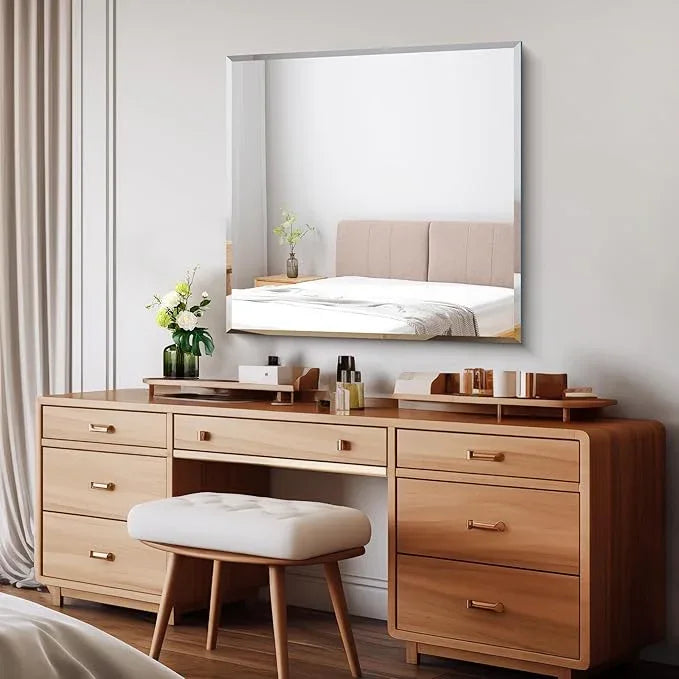 CILIBER Beveled Mirror, 30x30 inch Square Bathroom Mirrors for Wall, Upgraded Shatterproof Frameless Vanity Mirror Over Sink with Beveled Edge for Bathroom,Bedroom,Living Room and Entryway - ModernBath