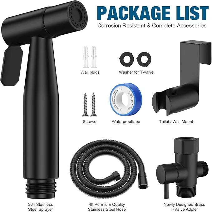 FREDI Bidet Sprayer for Toilet, Handheld Toilet Bidet Sprayer, Stainless Steel, Adjustable Water Pressure, Muslim Shower, Feminine Wash, Easy Installation (Matte Black) - ModernBath