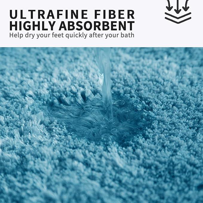 FIFU Bathroom Runner Rug 24" W x 48" L, Bath Mats for Bathroom, Bedroom & Kitchen, Non-Slip Rubber Latex Backing, Comfort & Soft Shower Bathmat & Carpet for Sink, Home & Hallways, Sky Blue - ModernBath