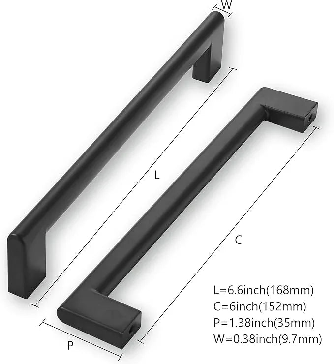 khtumeware 6 Inch Hole Center 10 Pack Matte Black Cabinet Pulls Heavy Duty Solid Kitchen Drawer Handle, Hardware for Bathroom, Drawer, Cabinet, Door Cabinet - ModernBath