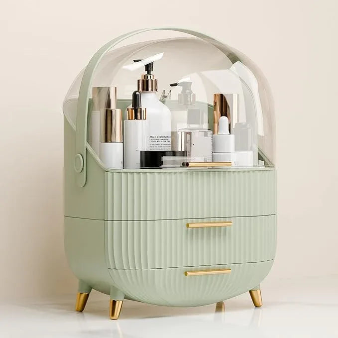 lurcns Makeup Organizers and Storage, Make up Organizer for Vanity Cosmetics Skincare Organizers With Lid and Drawers Display Cases for Countertop（Light Green） - ModernBath