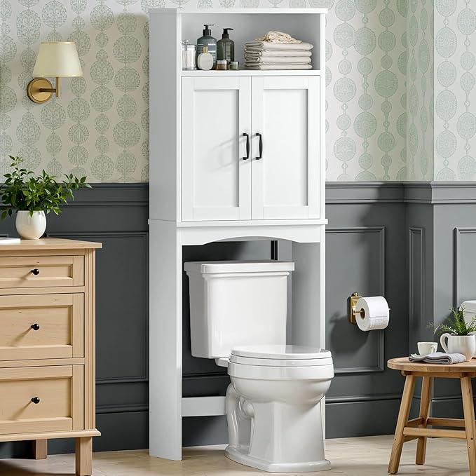 Over The Toilet Storage Cabinet, Over The Toilet Cabinet Bathroom with Adjustable Shelf and Double Door, Over The Toilet Storage for Bathroom Over The Toilet Organizer, White - ModernBath