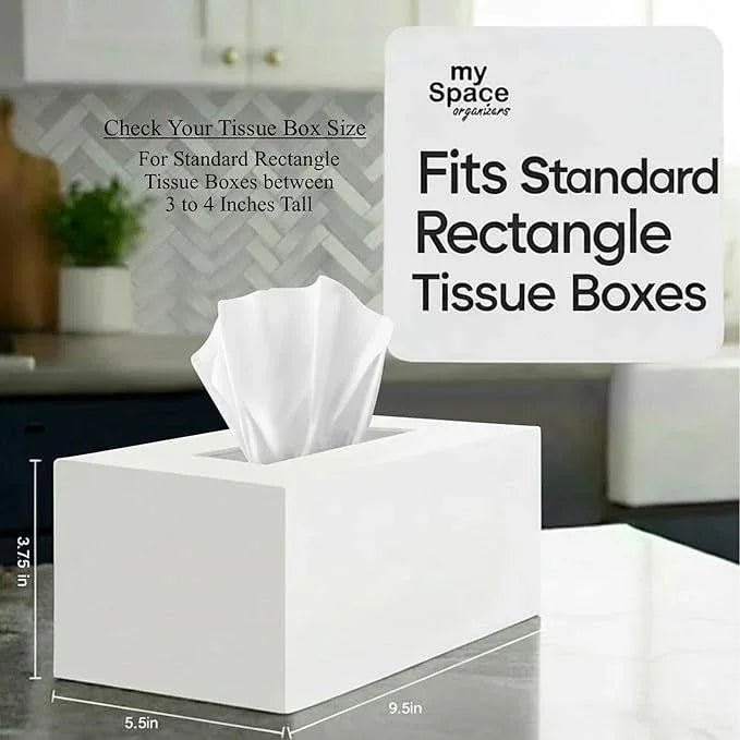 Tissue Box Cover Rectangle - Tissue Box Holder Rectangular - Compatible with Kleenex - Acrylic White Bathroom Accessories Decor - ModernBath