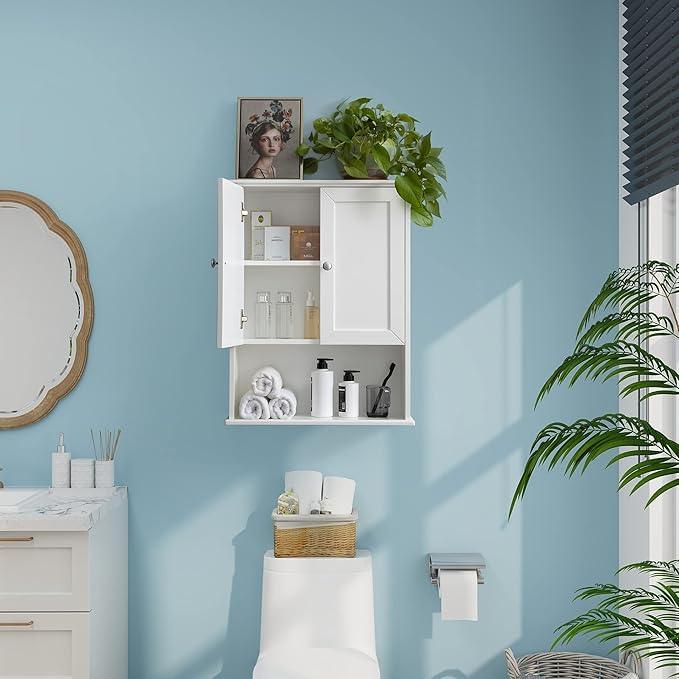 White Bathroom Wall Cabinet Over The Toilet Storage Cabinet, 24x30 Inch Wood Medicine Cabinets Wall Mounted Bathroom Cabinet with Doors for Laundry Room, Bedroom Kitchen - ModernBath