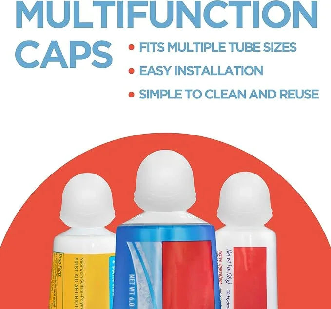Chrome Cherry SqueezMe Self-Closing Toothpaste Caps, Silicone Lid for Kids & Adults, No Mess Toothpaste Dispenser, Self-Standing Easy Squeezer Cap, Bathroom Accessory, Clear, Pack of 3 - ModernBath
