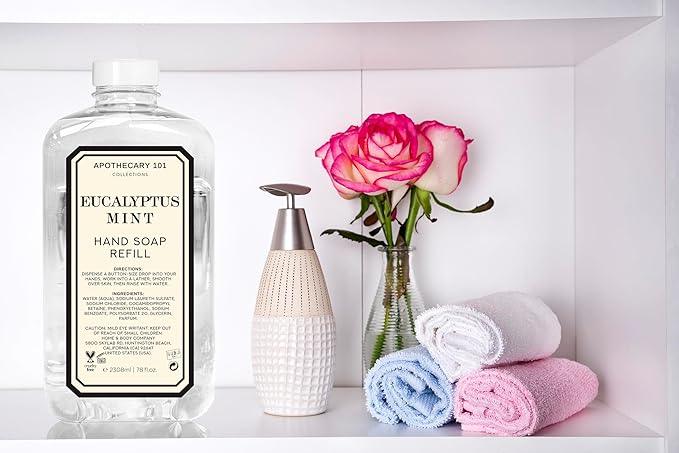 Apothecary 101 Collections | Hand Soap Refill | Home and Body Company | 78oz x 2 | Lemon Verbena & Eucalyptus Mint - ModernBath