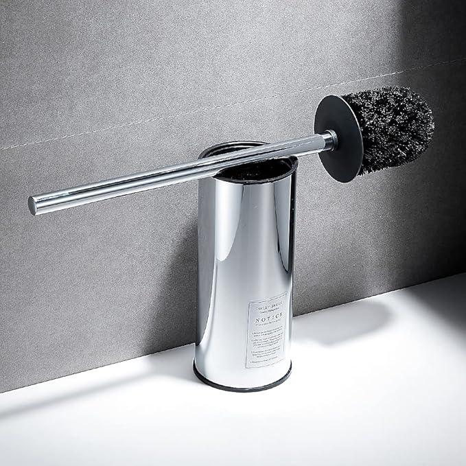 Freestanding Toilet Brush Holder for bathrooms 304 Stainless Steel Toilet Brush Stand Round Storage and Organization Rust Resistant 18-inch high Polished Chrome Finished - ModernBath