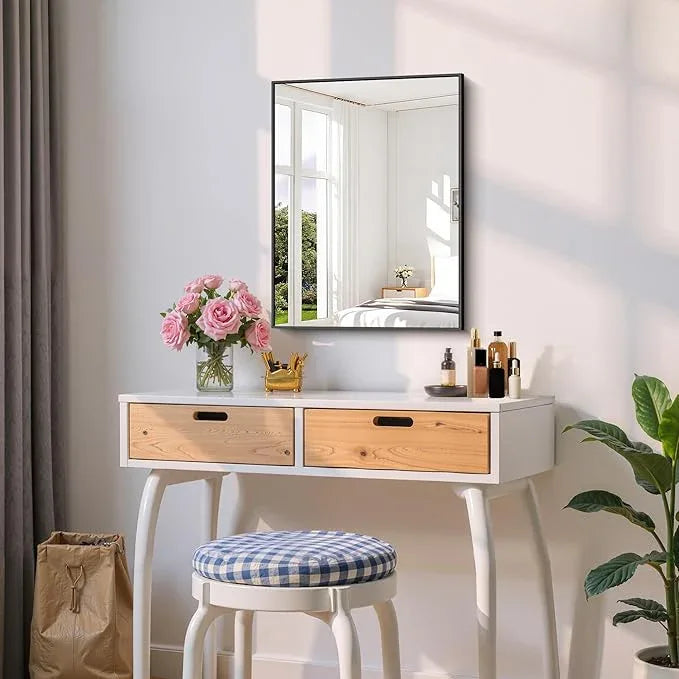 COFENY Black Bathroom Mirror for Wall, 18x24 Inch Rectangle Mirror with Metal Frame, Modern Vanity Mirrors for Bathroom Living Room, Entryway Hangs Horizontal or Vertical - ModernBath