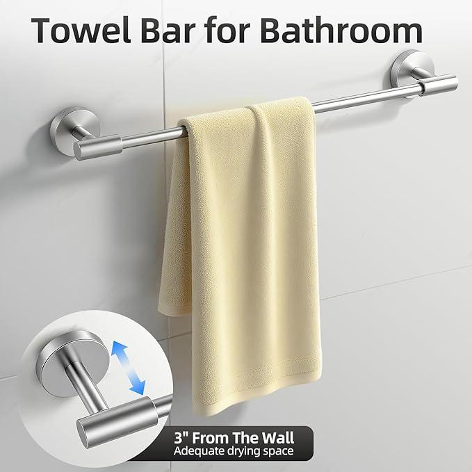 Brushed Nickel Bathroom Hardware Accessories Set, Bathroom Towel Holder Set 10 Pieces, SUS304 Stainless Steel Towel Bar Set Wall Mounted-19 InchTowel Bars, Paper Towel Holder, Towel Hook, Towel Ring - ModernBath