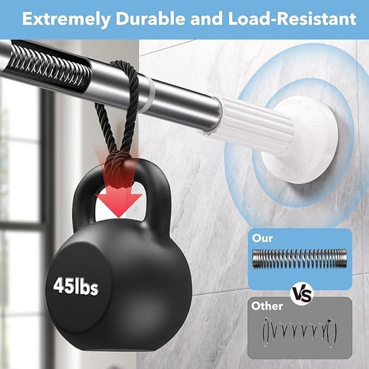 Tension Curtain Rod 51–128 In (4.25–10.67 ft),Extra Long Outdoor Curtain Rod for Window or Bathroom Patio,Easy to Install No Drilling Never Rust,Heavy Duty Adjustable Spring Shower Rod - ModernBath