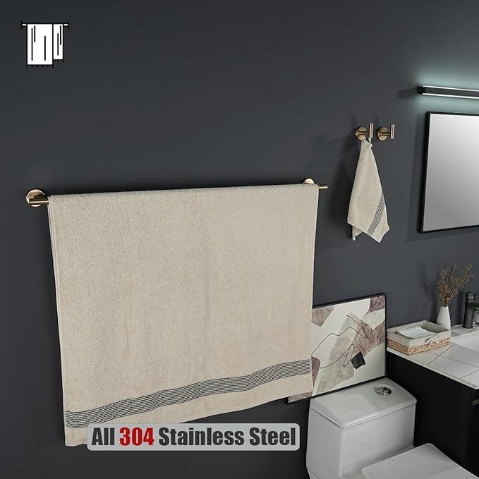 JQK Champagne Bronze Bath Towel Bar, 39 Inch 304 Stainless Steel Thicken 1mm Towel Rack Bathroom, Towel Holder Wall Mount, Useable Length 36 Inch, TB110L36-CB - ModernBath