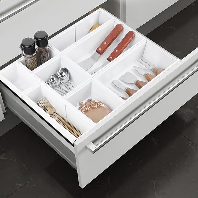 Bamboo Drawer Organizer Set, 8 PCS Multi-Use Wood Drawer Storage Boxes, Junk Drawer Organizer Divider Bins for Kitchen, Bathroom, Office Desk, Makeup, Jewelry, Utensils - ModernBath