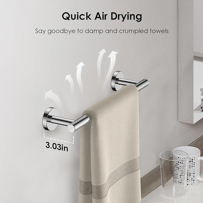 FORIOUS Towel Bar Wall Mounted, Stainless Steel Towel Racks for Bathroom, Includes Wall Mounting Hardware (Chrome, 14 Inch) - ModernBath