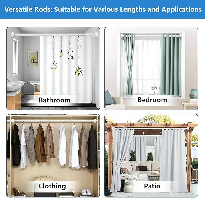 Umimile Shower Curtain Rod, 1 Inch Diameter Adjustable Spring Tension Curtain Rod, 304 Stainless Steel Shower Rod for Bathroom, Windows, Never Rust Non-Slip (White, 57-100”) - ModernBath