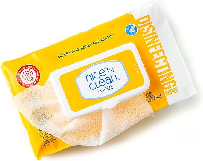 Nice 'N Clean Disinfecting Surface Wipes 72ct | Cleans & Disinfects Home & Kitchen Surfaces | Lemon Scent - ModernBath