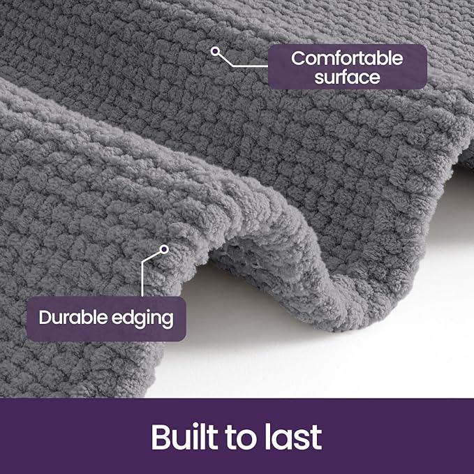 DEXI Bathroom Rugs 20x32, Non Slip Washable Bath Mat, Absorbent Chenille Bathmat, Ultra Soft Thick Carpet for Tub Shower Floor, Grey - ModernBath