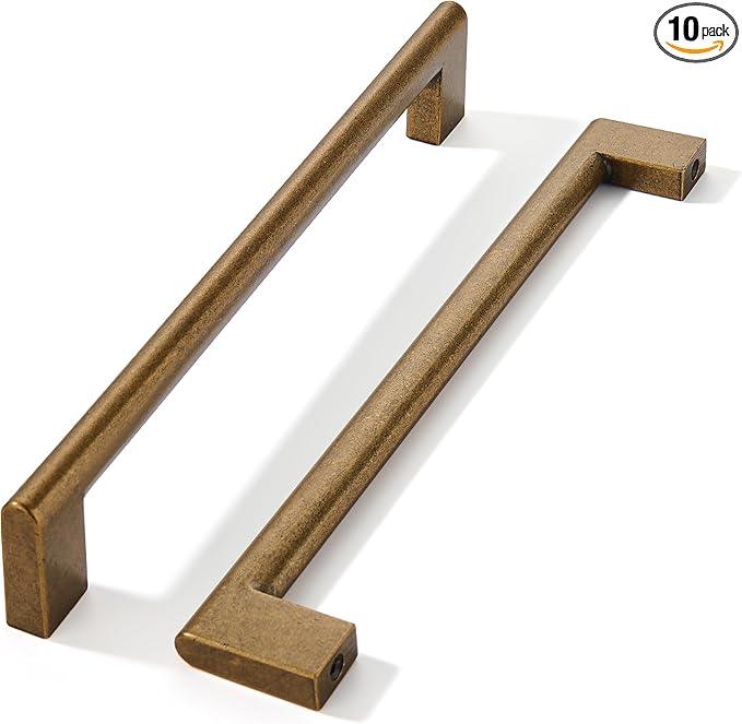 khtumeware 6 Inch Hole Center 10 Pack,Vintage Solid Antique Brass Cabinet Pulls Heavy Duty Kitchen Drawer Handle Antique Cabinet Hardware for Bathroom, Drawer, Cabinet - ModernBath
