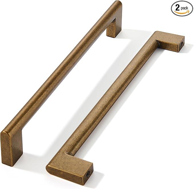 khtumeware 6 Inch Hole Center 2 Pack,Vintage Solid Antique Brass Cabinet Pulls Heavy Duty Kitchen Drawer Handle Antique Cabinet Hardware for Bathroom, Drawer, Cabinet - ModernBath