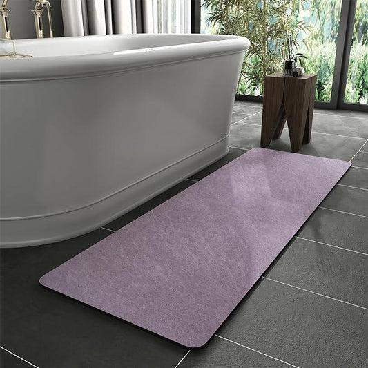 MontVoo -Bath Mat Rug-Rubber Backing Non Slip Quick Dry Absorbent Thin Bathroom Rugs Fit Under Door-Faux Suede Surface Bathroom Floor Mats-Shower Rug for in Front of Bathtub Shower Lavender 17"x59" - ModernBath