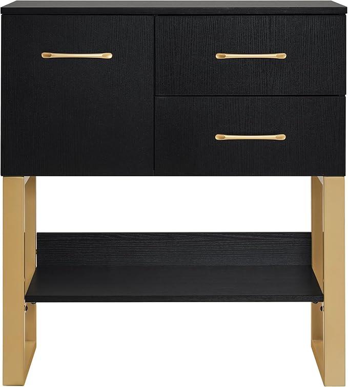 BarberPub Beauty Barber Station, Spa Wall Mount Storage Cabinet, Styling Salon Equipment for Hair Stylist, Bathroom Dresser with Drawers & Shelf 3185 (Black) - ModernBath