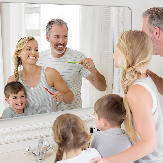 CIVENO 30x60 Inch Silver Bathroom Mirror, Large Rectangular Vanity Mirror, Metal Framed Rectangle Mirror, Rounded Corner Wall Mounted Mirrors for Living Room Bedroom Entryway Horizontal or Vertical - ModernBath