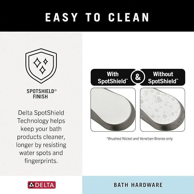 Delta Porter (1-Pack) Towel Hooks SpotShield Brushed Nickel Double J, Wall Mounted, Robes Holder Bathroom Accessories PTR35-BN - ModernBath