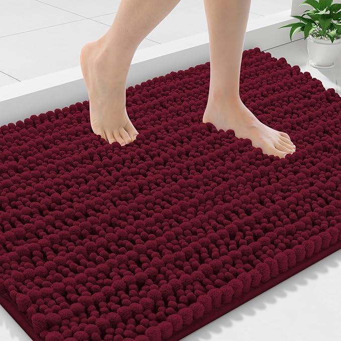 Smiry Bathroom Rugs Mat 36x24, Extra Soft Absorbent Chenille Bath Rugs, Non Slip Rubber Backing Machine Washable Quick Dry Bath Mats for Bathroom Floor, Tub, Shower, Home Decor Accessories, Burgundy - ModernBath