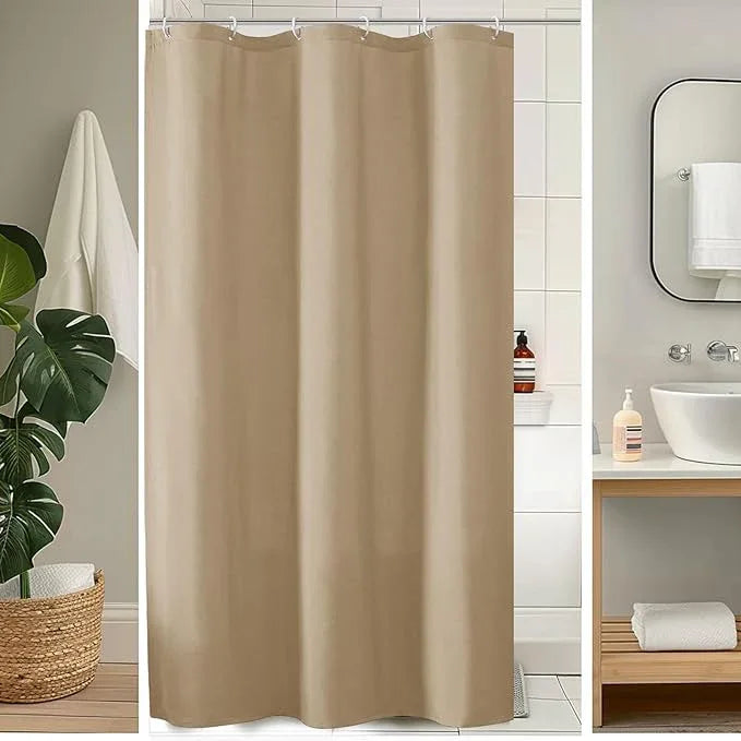 OVZME Zora 36 x 72 Inch Stall Fabric Shower Curtain - Soft & Texture Small Taupe Shower Curtain for Bathroom for Narrow Stall Size, Machine Washable Water Resistance, Hotel Style, Taupe - ModernBath