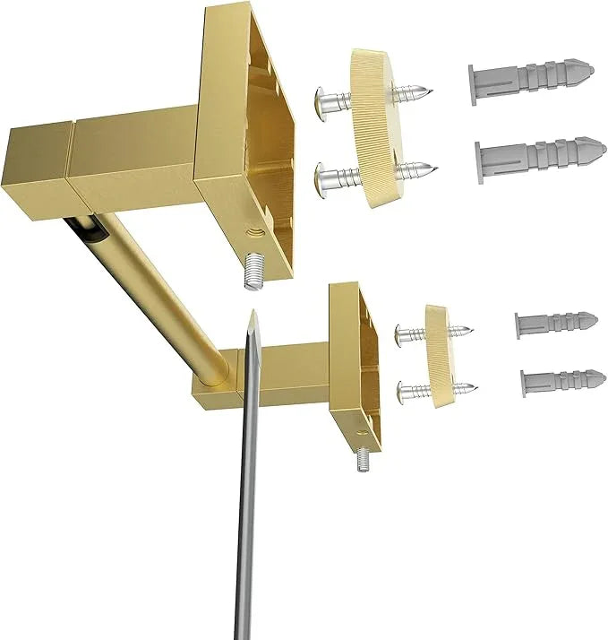 Ruacq Gold Toilet Paper Holder Double Post Pivoting Square Tissue Holders Roll Holder Hangers Brushed Gold Toilet Paper Stand Bathroom Stainless Steel and Zinc Alloy Modern Wall Mounted - ModernBath