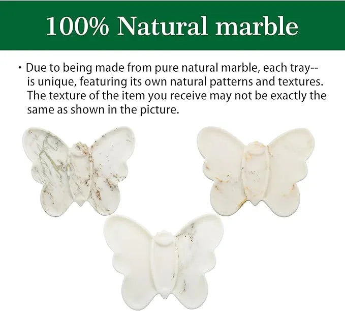 Marmor Real Natural Marble Bathroom Tray for Perfume, Candles, Jewelry Stone Vanity, Bathroom & Kitchen Counter Organizer and Home Decor (Calacatta Gold Marble Butterfly Grid Plate) - ModernBath