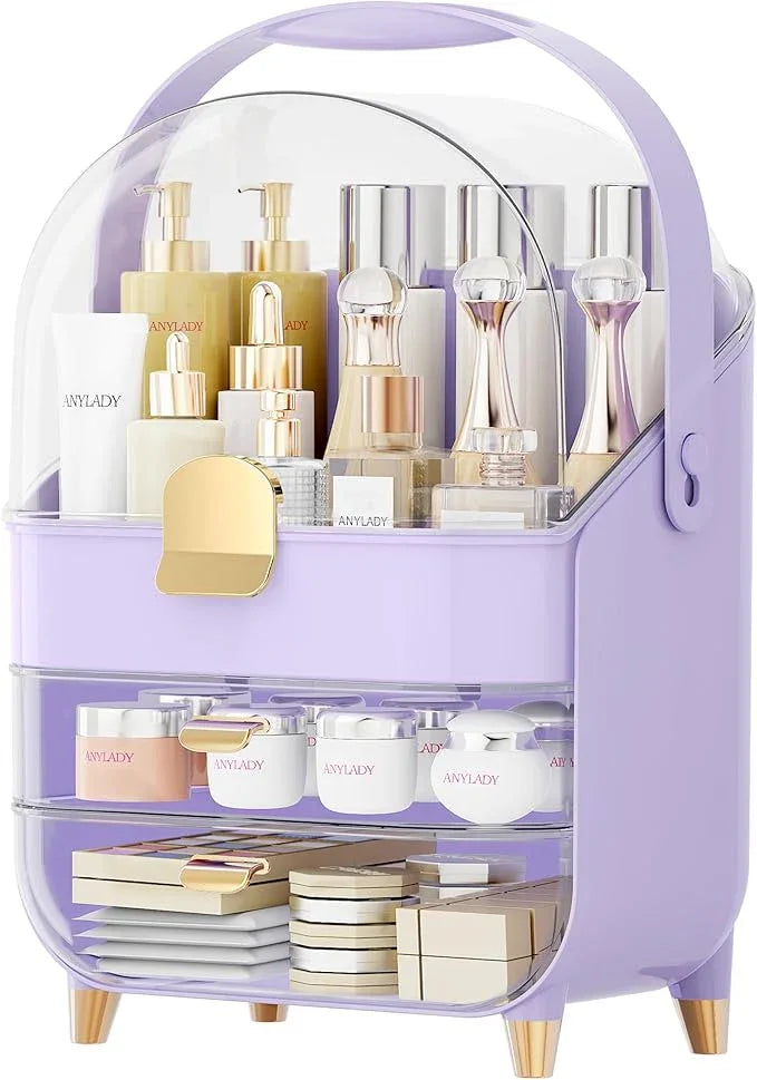 Makeup Organizer Countertop, Skincare Holder Bathroom Counter Organizer, Storage Box Cosmetic Display Cases, Teen Girl Gifts Make up Organizers for Vanity, Dresser (Purple) - ModernBath