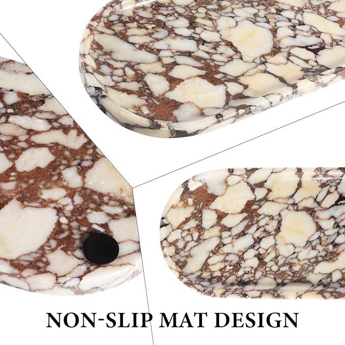 Koville Natural Decorative Marble Bathroom Tray, 12"x6" Calacatta Viola Marble Catchall Tray for Bathroom, Stone Perfume Trays Jewelry Dish for Dresser, Stone Storage Trays for Home Decor - ModernBath