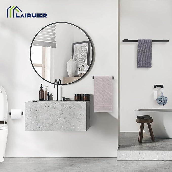 Matte Black Bathroom Hardware Set, 4-Piece Bath Towel Bar Set SUS304 Stainless Steel Towel Rack Set for Bathroom, 23.6 inches Bathroom Towel Holder Set Wall Mounted - ModernBath