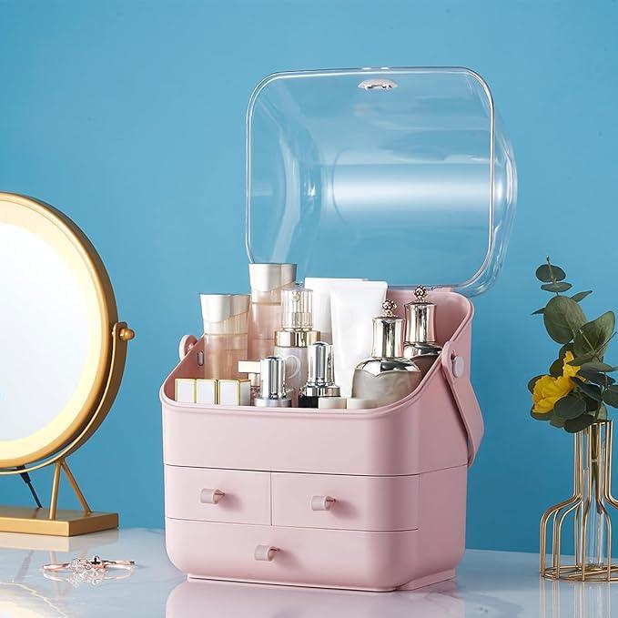 Large Makeup Organizer w Drawers Beauty Organizer Makeup Box Holder Vanity Organization Desk Countertop MakeUp Organizers Bathroom Counter Organizer Skincare Cosmetic Case Stand Dustproof Lid Gift - ModernBath