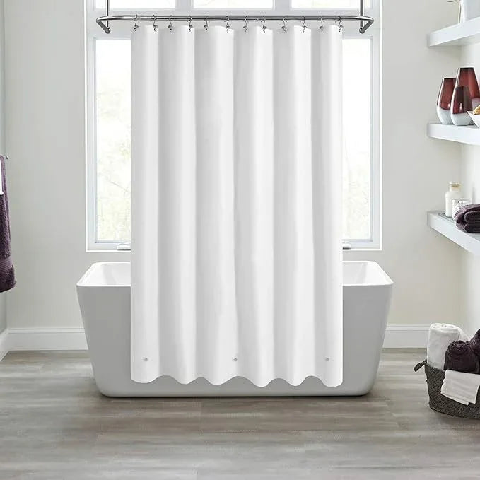 Mrs Awesome White Shower Curtain Liner with 3 Magnets, 72x72 Premium Flexible Sturdy Plastic Shower Curtain for Bathroom Lightweight & Waterproof, White - ModernBath