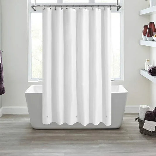 Mrs Awesome White Shower Curtain Liner with 3 Magnets, 72x72 Premium Flexible Sturdy Plastic Shower Curtain for Bathroom Lightweight & Waterproof, White - ModernBath