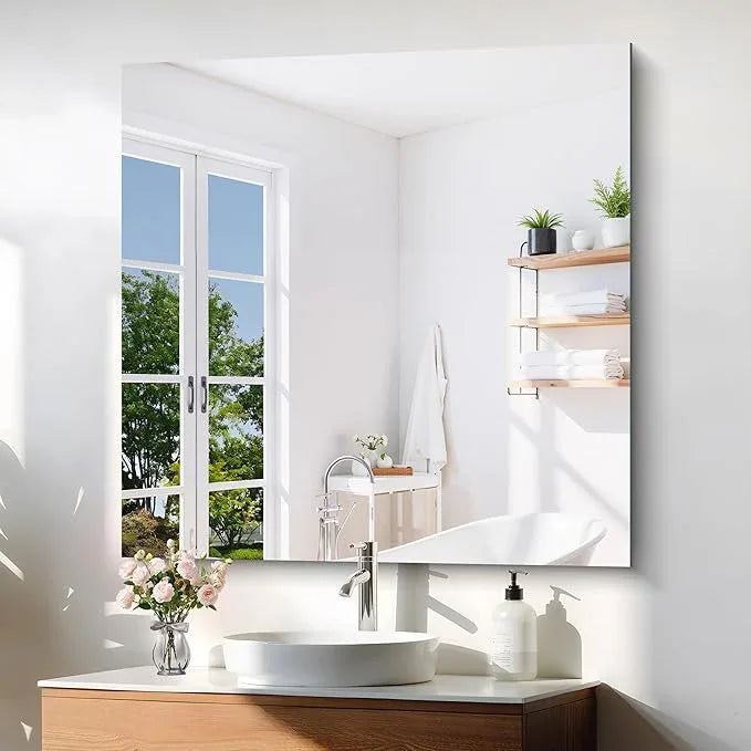 KOCUUY Large Frameless Mirror, 42x42 Inch Square Bathroom Vanity Mirror for Over Sink, Upgraded Shatterproof Unframed Design for Bedroom, Living Room, Entryway - ModernBath