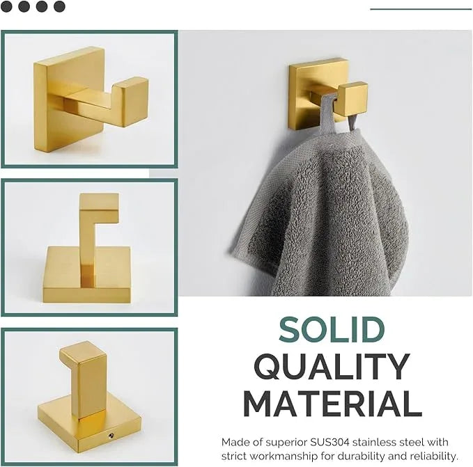 Angle Simple Towel Hook, SUS 304 Stainless Steel Hand Towel Holder for Bathroom, Wall Coat Hook, Brushed Gold - ModernBath