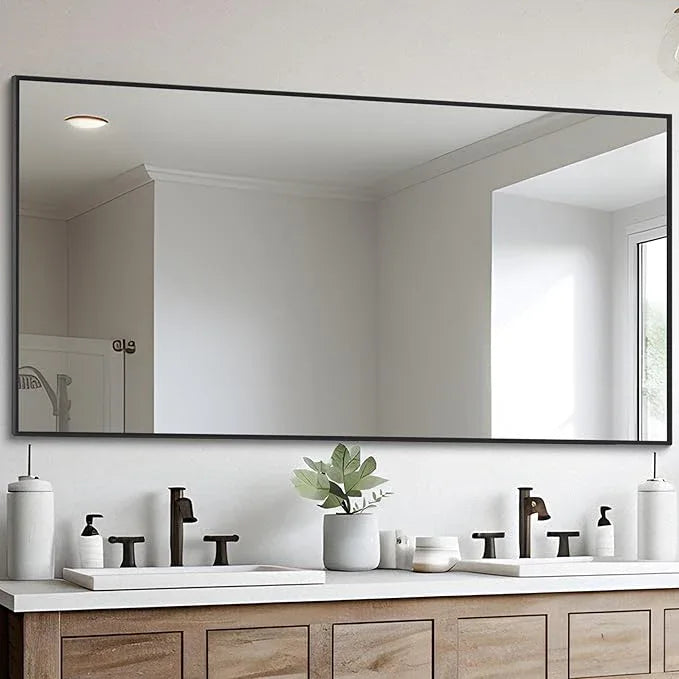DESBING Black Bathroom Mirror for Wall, 30x60 Inch Rectangle Mirrors with Metal Frame, Modern Vanity Wall Mirror Decor for Entryway Hangs, Bathroom Living Room Horizontal or Vertical - ModernBath