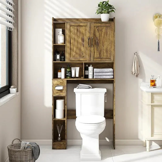 Vabches Over The Toilet Storage Cabinet, Farmhouse Storage Cabinet Over Toilet with Barn Door，Home Space-Saving Toilet Rack for Bathroom, Restroom and Laundry - ModernBath