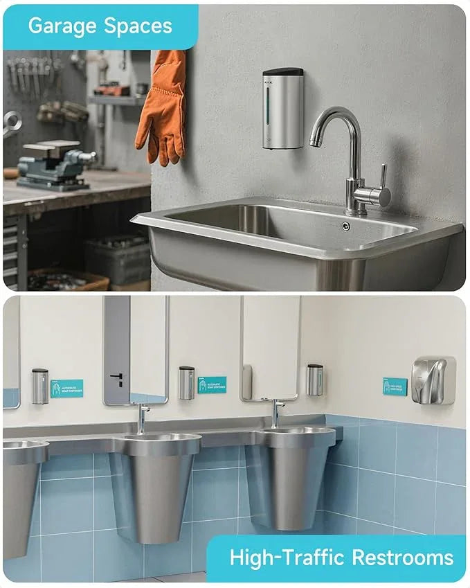 AIKE Automatic Wall Mount Liquid Soap Dispenser, Commercial Stainless Steel with 25oz Large Capacity Save Time Effort and Cost,Model AK1205(Brushed) - ModernBath