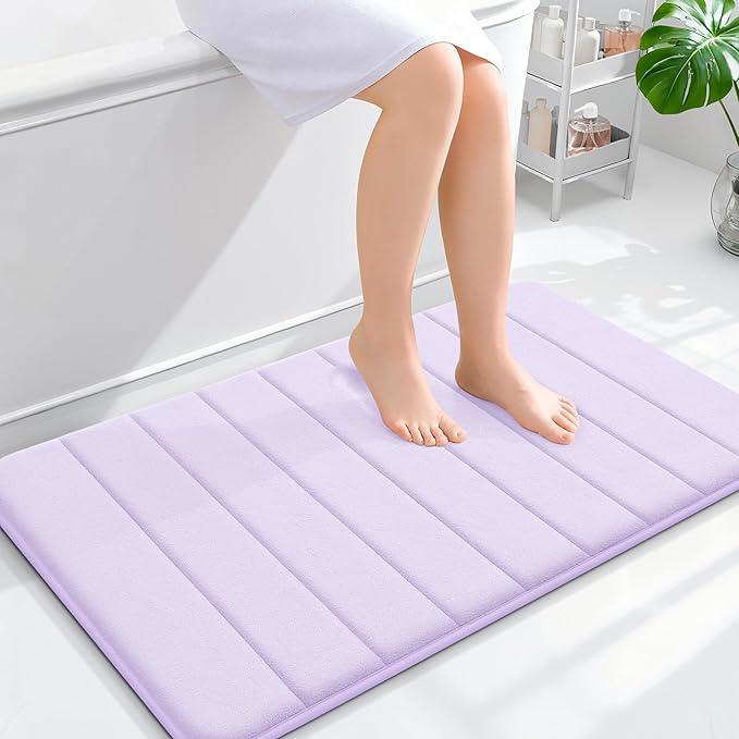 OLANLY Memory Foam Bath Mat 36x24, Super Soft Absorbent Bathroom Rugs, Quick Dry, Machine Washable Shower Floor Rugs, Bathmat Carpet, Bathroom Home Decor Accessories, Lavender - ModernBath
