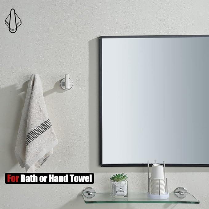 JQK Bathroom Towel Hook Brushed, Coat Robe Clothes Bath Wall Hooks for Kitchen Garage SUS 304 Stainless Steel Thick 0.8mm, 2 Pack Brushed Steel, TH100-BN-P2 - ModernBath