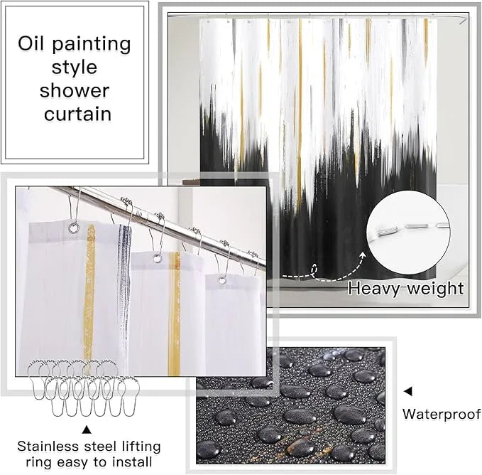 WSBArt 32PCS Bathroom Accessory Set Black Bathroom Accessories Bathroom Set, Shower Curtain Set, 2 Piece Bath Towel Set, 3PC Soap Dispenser, Toilet Brush & Trash Can - ModernBath