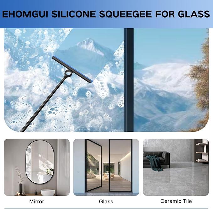 EHOMGUI Shower Squeegee for Glass Doors, Squeegee with Long Handle, Telescoping Squeegee for Shower, Extendable Window Cleaner Tool for Car Windows, Tile Walls, Sliding Door, Shower Glass Door - ModernBath