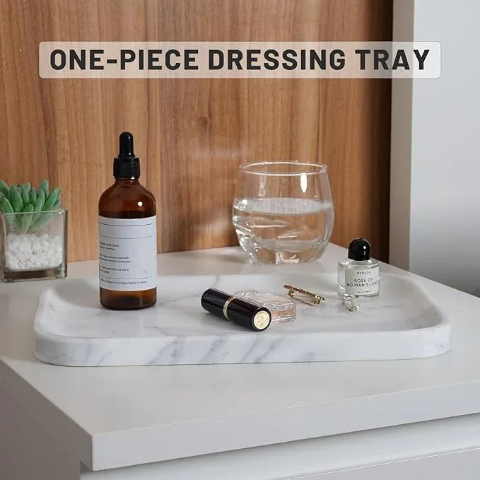 Statuario Marble Vanity Tray - Decorative Organizer for Bathroom Countertop, Dresser, Kitchen Sink - ModernBath