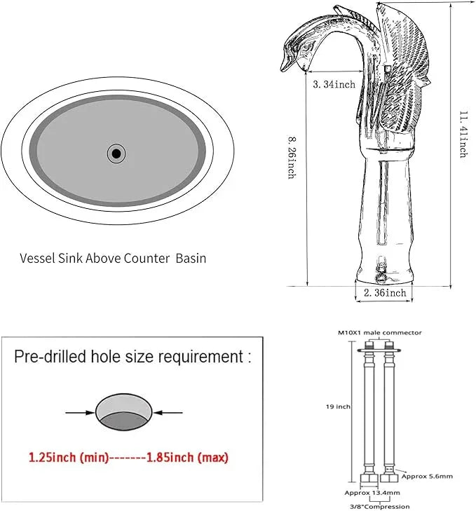 GGStudy Gold Swan Shape Single Handle One Hole Bathroom Vessel Sink Faucet Deck Mount Lavatory Sink Faucet - ModernBath