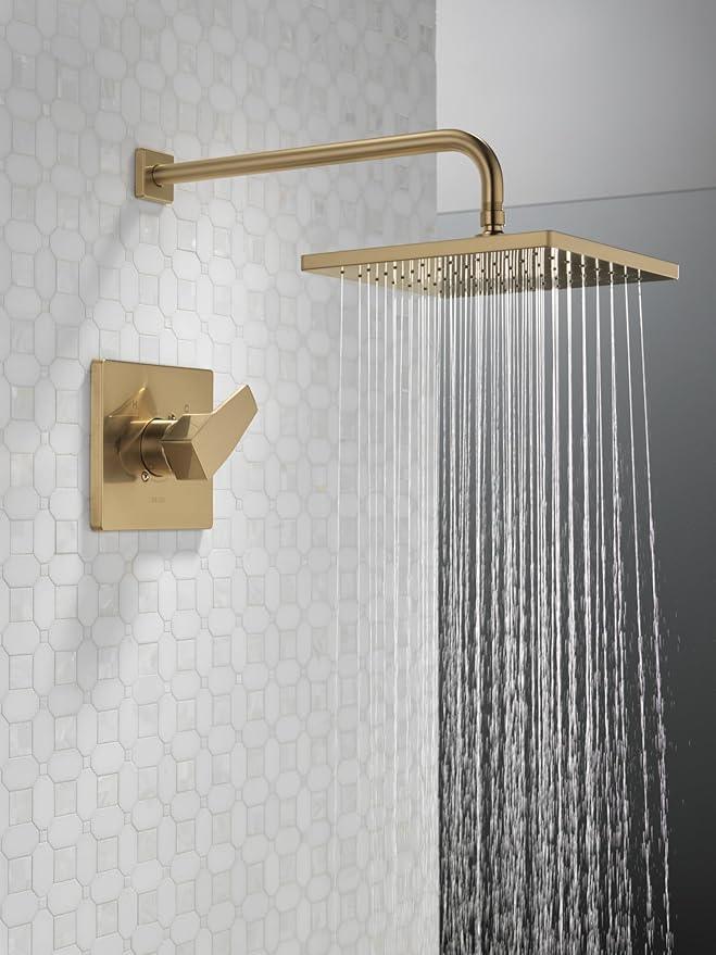 Delta Modern 14 Series Square Rain Shower Faucet Set, Brushed Nickel Shower Head and Handle Set, Valve Trim Kit, Spotshield Stainless T14268-SP-PP (Valve Not Included) - ModernBath