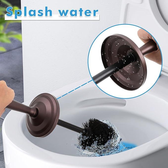 Bronze Toilet Brush and Holder Set, Stainless Steel Toilet Brush for Bathroom,Heavy Duty Bronze Toilet Bowl Brush and Holder,Deep Cleaning Modern Toilet Cleaner Brush -Space Saving, Covered Brush - ModernBath