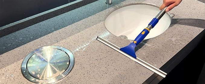 ITTAHO Shower Squeegee for Glass Doors, All-Purpose Extendable Window Squeegee with 2 Blades and Stainless Steel Pole, Window Cleaner Tool for Shower Doors, Windows, Bathroom and Car Windshields - ModernBath